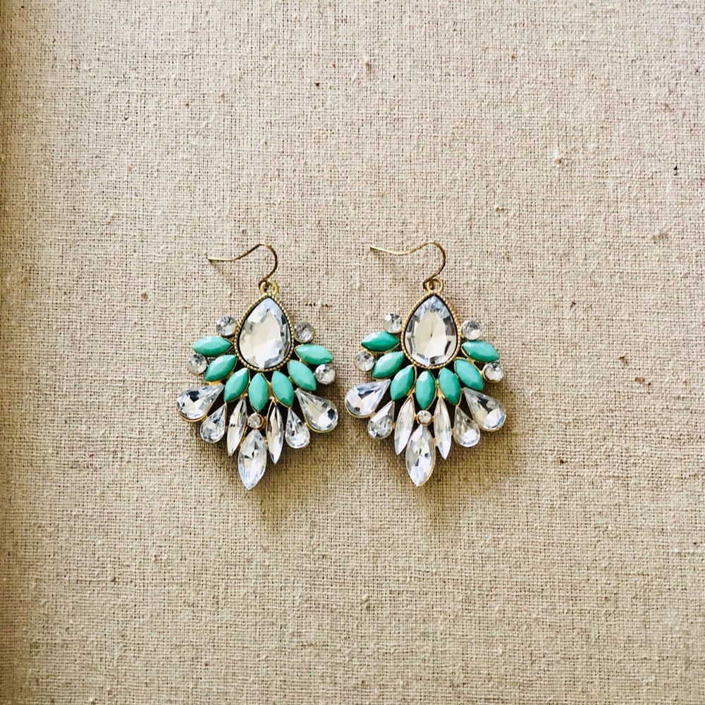 Lovely set of 3 turquoise and rhinestone earrings